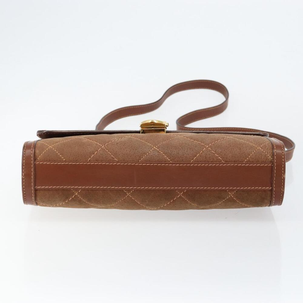 GUCCI Shoulder Bag Suede Leather Brown Gold - Picture 9 of 12